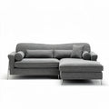 Gray upholstered sectional sofa with adjustable chaise and cushion 200 x 90 x 80cm