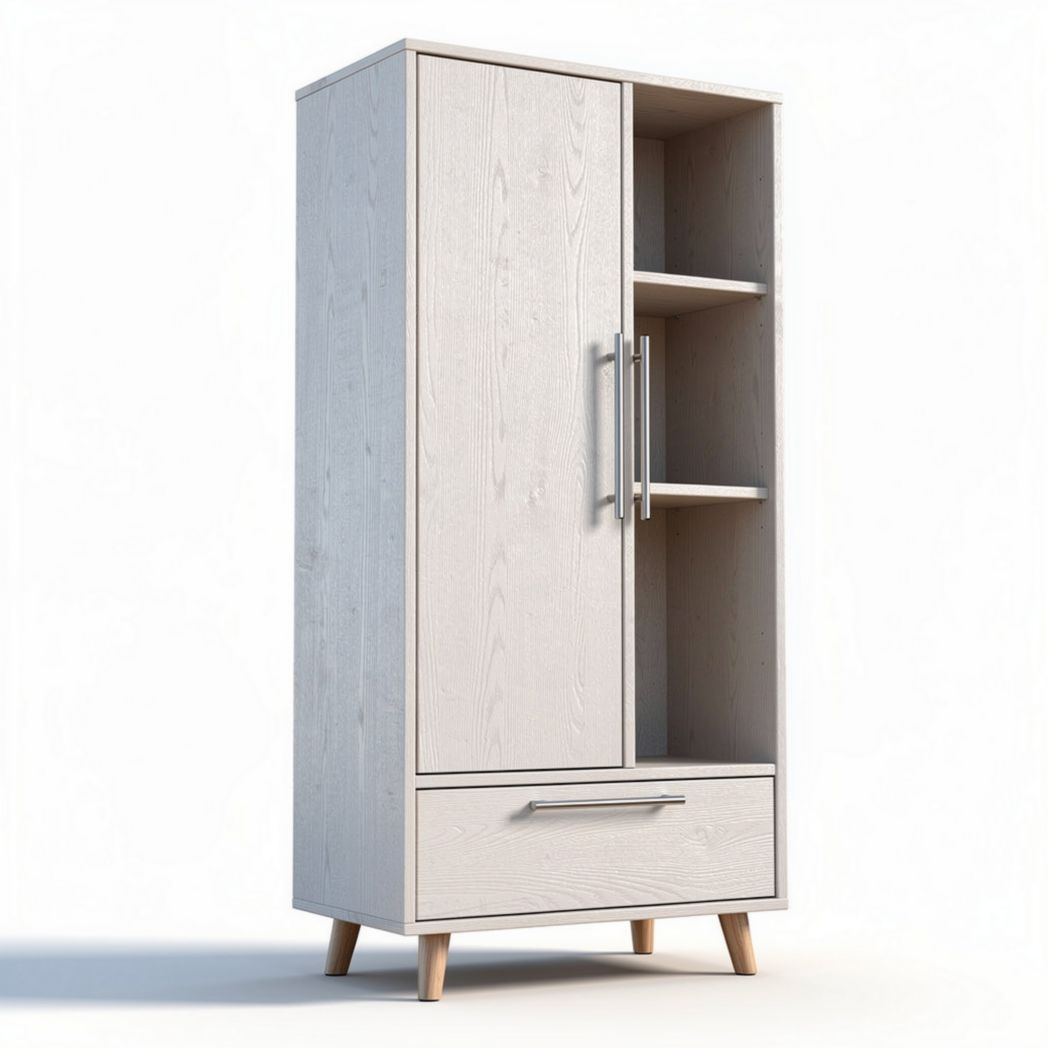 Wooden cabinet with shelves and drawer for storage 30 x 60 x 135cm
