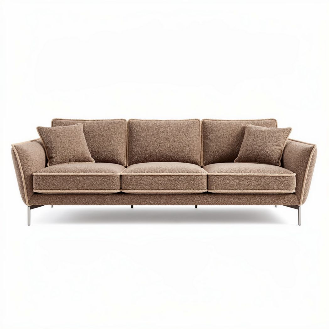 Sectional sofa in beige fabric with metal legs 200 x 90 x 85cm