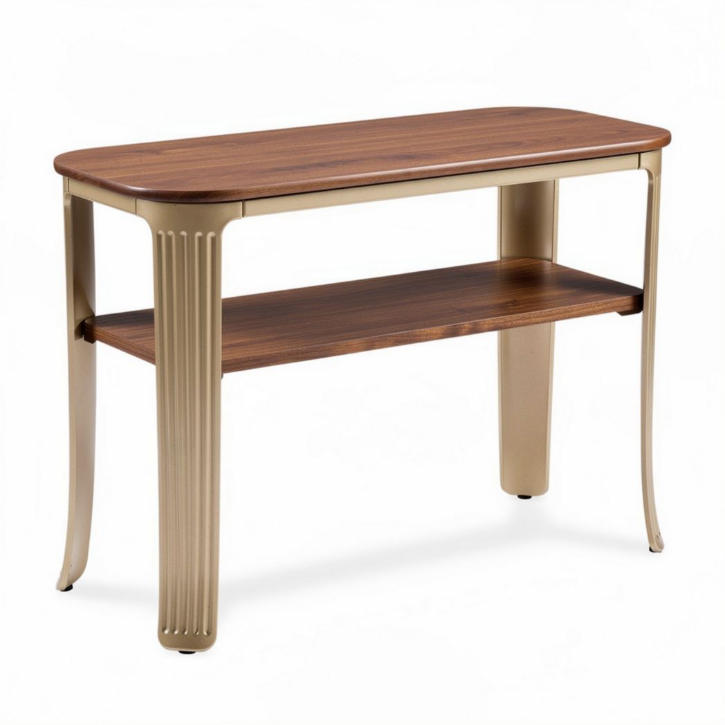 Wood and metal console table with two shelves 90 x 40 x 80cm
