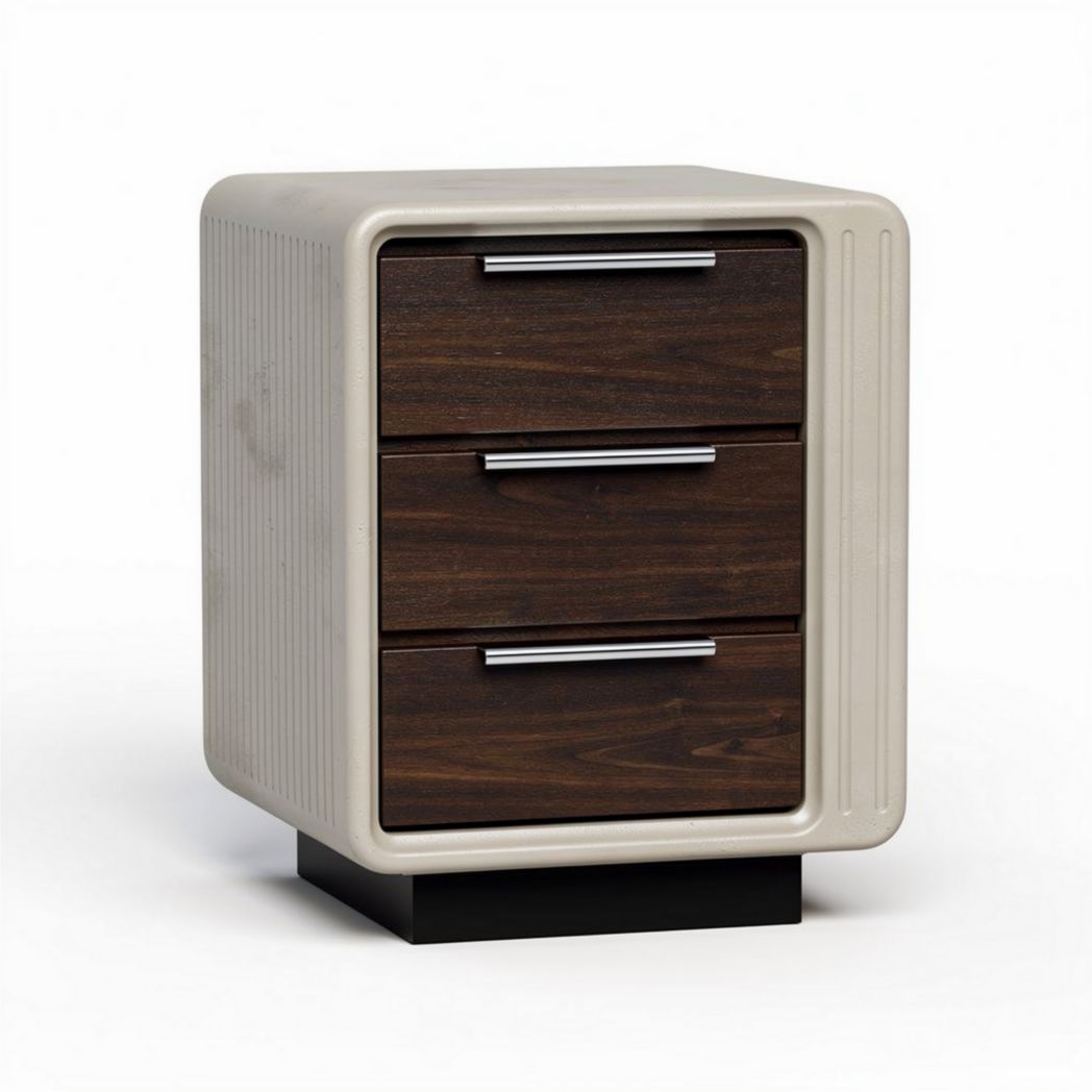 Modern nightstand with three drawers and wood finish 45 x 40 x 50cm