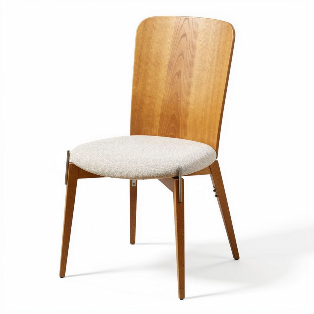 Wooden dining chair with upholstered seat and natural finish 45 x 45 x 85cm