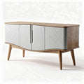 Modern wood and glass sideboard with curved design 150 x 45 x 70cm