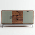 Wooden sideboard with gray ribbed doors and metal legs 120 x 40 x 80cm