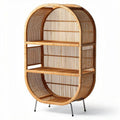 Rattan display shelf with two open shelves for home or office use 80 x 40 x 150cm