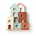 Wooden stacking house toy for toddlers with removable blocks 25 x 20 x 30cm