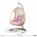 Hanging wicker egg chair with cushion for indoor outdoor use pink 110 x 83 x 76cm