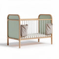 Wooden convertible crib with three storage baskets in natural finish 120 x 60 x 90cm