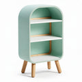 Fabric storage shelf with wooden legs and three open compartments 40 x 30 x 80cm