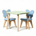 Kids' table and chair set with butterfly design in green and blue wood 80 x 80 x 50cm